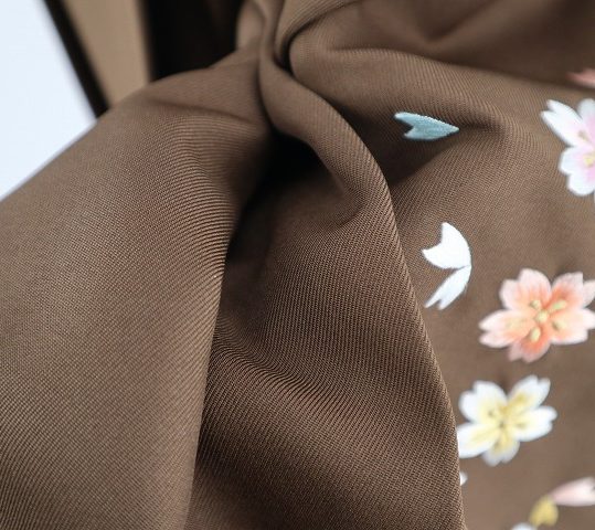 卒業式袴単品レンタル[刺繍]茶色に桜刺繍[身長153-157cm]No.412
